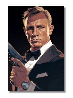 James Bond obraz kreslený motív s pištoľou